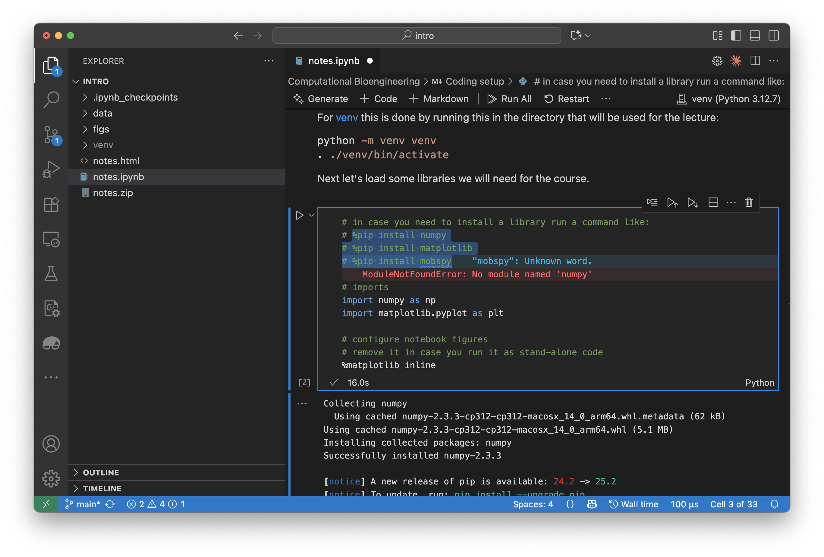 VS Code: package being installed