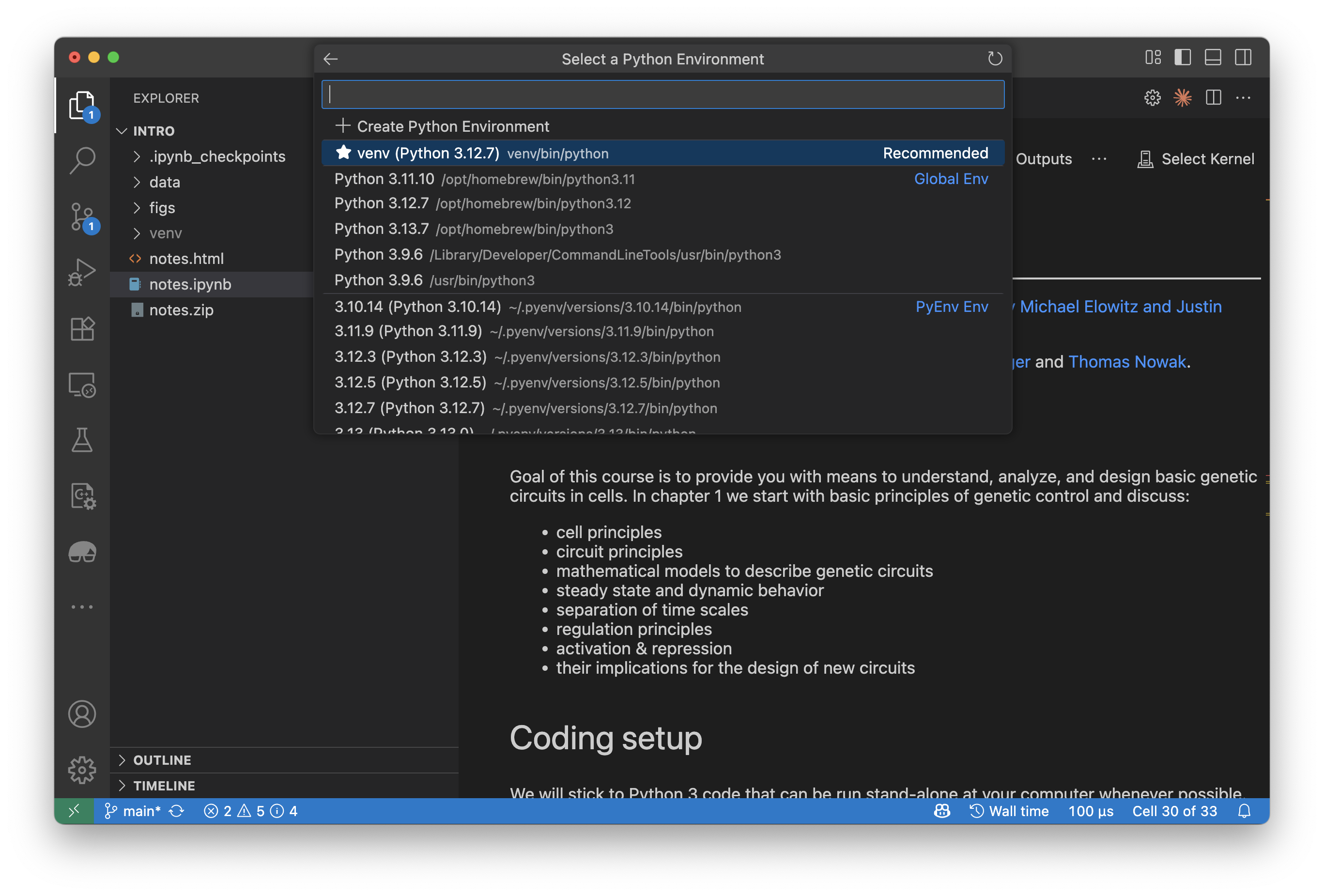 VS Code: select Python environment