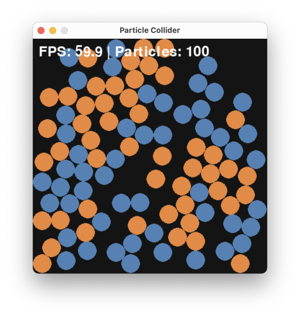 Initial configuration with 51 A and 49 B shown as balls.